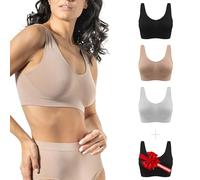 Risalti Reggiseno Senza Ferretto Spalla Larga 3 pz - Bralette Donna Senza Cuciture ed Etichette, Reggiseno Donna in Microfibra Elasticizzata, Brassiere, Top Morbido, Intimo - Made in Italy