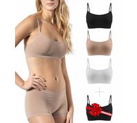 Risalti Reggiseno Senza Ferretto Spalla Stretta 3 pz - Bralette Donna Senza Cuciture ed Etichette, Reggiseno Donna in Microfibra Elasticizzata, Brassiere, Top Morbido, Intimo - Made in Italy