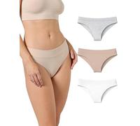 Risalti Slip Donna Brasiliana in Viscosa di Bamboo 3 pz - Mutande Brasiliana Donna Elasticizzate, Mutande Senza Cuciture ed Etichette, Slip Intimo Traspirante più Morbido del Cotone - Made in Italy