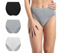 Risalti Slip Donna in Viscosa di Bamboo Vita Alta 3 Pz - Set Mutande Donna Elasticizzate, Mutande Senza Cuciture ed Etichette, Slip Intimo Comodo e Traspirante più Morbido del Cotone - Made in Italy