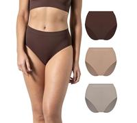 Risalti Slip Donna Microfibra Vita Alta 3 Pz - Set Mutande Donna Elasticizzate, Mutande Senza Cuciture ed Etichette, Slip Intimo Comodo e Traspirante più Morbido del Cotone - Made in Italy