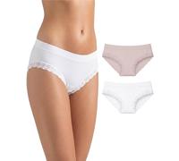 Risalti Slip Donna Pizzo Microfibra Classico 2 Pz - Set Mutande Donna Pizzo Elasticizzate, Mutande Senza Cuciture ed Etichette, Slip Intimo Traspirante più Morbido del Cotone - Made in Italy