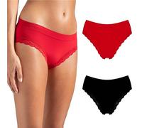 Risalti Slip Donna Pizzo Microfibra Classico 2 Pz - Set Mutande Donna Pizzo Elasticizzate, Mutande Senza Cuciture ed Etichette, Slip Intimo Traspirante più Morbido del Cotone - Made in Italy