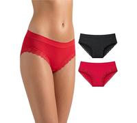 Risalti Slip Donna Pizzo Seamless Classico 2 Pz - Mutande Donna Pizzo in Microfibra Elasticizzata, Mutande Senza Cuciture ed Etichette, Slip Intimo Traspirante più Morbido del Cotone - Made in Italy