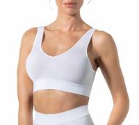 Risalti Top Donna Modellante, Reggiseno Push Up Seamless, Schienale con Spalline Regolabili, Senza Ferretto, Bianco, S-M