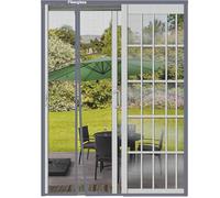 Risareyi Reversibile Zanzariera Magnetica 120x260cm, Grigio Vetroresina Rete Molto Resistente, Apertura Laterale Tenda Zanzariera Porta Finestra per Balcone, Chiusura Automatica