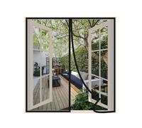 Risareyi Zanzariera Magnetica Finestra 125x130cm, Nero - Zanzariere Magnetiche per Porte Finestre Scorrevole con Calamita Anti Zanzare Insetti, Chiusura Automatica, con Nastro Adesivo
