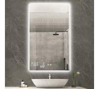 Riscaldamento a infrarossi, 350 W, specchio da bagno a infrarossi, con interruttore touch, Smart WiFi, con illuminazione a LED, caldo/freddo, verticale, 60 x 100 cm