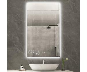 Riscaldamento a infrarossi, 350 W, specchio da bagno a infrarossi, con interruttore touch, Smart WiFi, con illuminazione a LED, caldo/freddo, verticale, 60 x 100 cm