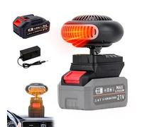 Riscaldamento per auto con batteria e caricabatterie, riscaldamento portatile per auto con 2 livelli (30-80°C), riscaldamento ricaricabile, protezione da surriscaldamento e inclinazione, rotazione a