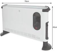 Perel Convettore, riscaldatore, riscaldamento elettrico, dispositivo di riscaldamento con 3 livelli di calore per ambienti fino a 75 m³, per uso interno, ventilatore turbo, termostato ambiente, 3000 W