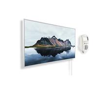 Riscaldatore a infrarossi Könighaus - 450 Watt + termostato smart e APP Könighaus - una stufetta elettrica a basso consumo - Cornice bianca (03. Montagna e lago)