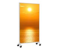 Riscaldatore a infrarossi Könighaus - 600 watt - a basso consumo = riscalda in 2 minuti - con piedini e termostato - riscaldatore mobile - look piacevole con motivo: Sole