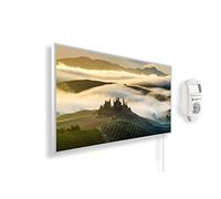 Riscaldatore a infrarossi Könighaus - 800 Watt + termostato smart e APP Könighaus - una stufetta elettrica a basso consumo - Cornice bianca (09. Panorama in Toscana)