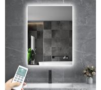 Riscaldatore a infrarossi per specchio con termostato, 450 watt - Riscaldatore a infrarossi per specchio con illuminazione a LED - Specchio da bagno, 80x60 cm