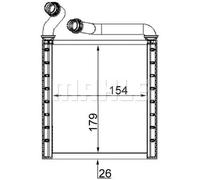 Mahle Original Scambiatore calore abitacolo AH 223 000S Alette di raffreddamento saldate per VW