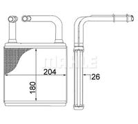 Riscaldatore abitacolo Alette di raffreddamento saldate AH 78 000S MAHLE
