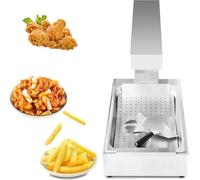 Riscaldatore alimenti professionale 1000W con lampada calda e vassoio drenante, design compatto in acciaio inox, ideale per patatine, churros, street food e ristoranti