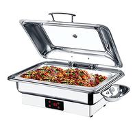 Riscaldatore per alimenti commerciale server a buffet Scodella elettrica in acciaio inossidabile Piatto da portata per feste 9 l, 13 litri Piatti caldi per mantenere il cibo caldo, coperchio per