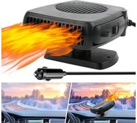 Riscaldatore per auto, 12 V, 200 W, termoventilatore portatile, 2 in 1 per auto, supporto girevole a 360°, ventilatore per riscaldamento auto, per camper, camper camion, auto (nero)