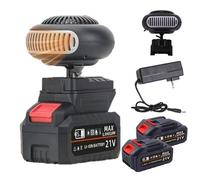 Riscaldatore Portatile Ricaricabile per Auto, sbrinatore Anti-ribaltamento con Batteria Ricaricabile da 1500 mAh x 2, riscaldatore Ambiente con termostato e 2 Porte USB per Auto, camere d 5 Batteries