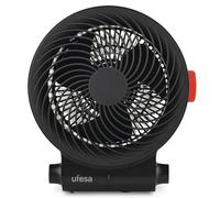 Ufesa Atlas Neo - Ventilatore da 2000 W, 3 livelli di potenza termica/freddo, termostato regolabile, protezione da surriscaldamento, ABS resistente al fuoco, nero