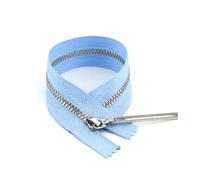 Risdany 2 Pezzi 3# 15-70 cm Cerniera in Metallo da Cucire con Accessori di Chiusura per Riparazione Cerniera Decorativa per Abbigliamento,Argento Azzurro,Open-End-60 cm