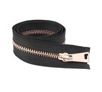 Risdany 2 Pezzi 5# 15-80 cm Metallo Chiusura Automatica Cerniera Aperta/Chiusa Cerniera per Cucire Accessori di Abbigliamento Giacca,Oro Rosa Nero,Open-End-70 cm