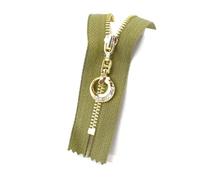 Risdany 3# 15/18/20/25/30 cm Cerniera in Metallo con estremità Chiusa Kit di Riparazione per Indumenti con Cerniera Accessori per Cucire,Oro Verde Militare,30 cm