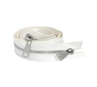 Risdany 5# 30/40/50/60/70/80cm Apertura a Doppio cursore Borsa in Stoffa con Cerniera in Metallo Argentato Accessori per Abbigliamento,Bianco,20 cm