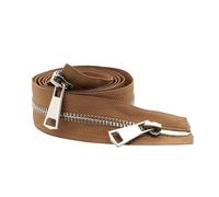 Risdany 5# 30/40/50/60/70/80cm Apertura a Doppio cursore Borsa in Stoffa con Cerniera in Metallo Argentato Accessori per Abbigliamento,Cachi,10 cm