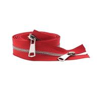 Risdany 5# 30/40/50/60/70/80cm Apertura a Doppio cursore Borsa in Stoffa con Cerniera in Metallo Argentato Accessori per Abbigliamento,Rosso,20 cm