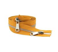Risdany 5# 30/40/50/60/70/80cm Apertura a Doppio cursore Borsa in Stoffa con Cerniera in Metallo Argentato Accessori per Abbigliamento,Giallo,40 cm