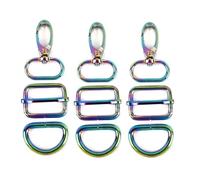 Risdany 5 Anelli a D Multiuso da 16-38 mm, Fibbie in Metallo e cursori Regolabili per Cinghie per Borse, Cinghie e Accessori Fai da Te.,25 Millimetri