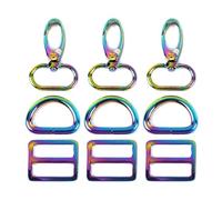 Risdany 5 Anelli a D Multiuso da 16-38 mm, Fibbie in Metallo e cursori Regolabili per Cinghie per Borse, Cinghie e Accessori Fai da Te.,20 Millimetri