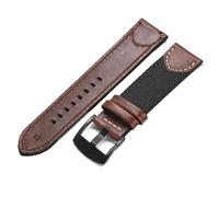 Risdany Cinturino da polso in pelle di nylon impermeabile, largo 20 mm/22 mm, con sgancio rapido, per uomo e donna,Nero-Nero,22 millimetri