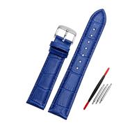 Risdany Cinturino in pelle blu da 14-23 mm, vivace ed elegante, comodo e traspirante, cinturino universale da uomo, parti di ricambio incluse.,20 millimetri