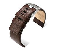 Risdany Cinturino universale in pelle da uomo da 20-32 mm, design elegante e casual, parti di ricambio incluse, adatto per l'uso quotidiano.,Marrone,27 millimetri