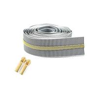 Risdany Tiracerniera in Nylon 5#, Cerniera a Spirale, Parti di Ricambio per la Riparazione dello Zaino,Nero Oro Chiaro,Cursore da 1 Metro e 2 Pezzi