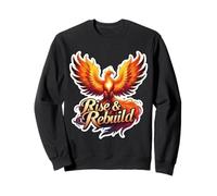 Rise And Rebuild Phoenix Rising Fire Bird citazione motivazionale Felpa