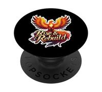 Rise And Rebuild Phoenix Rising Fire Bird citazione motivazionale PopSockets PopGrip Adesivo