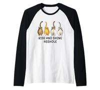 Rise And Shine Asshole Funny Cat Meme Adult Joke Cat Butt Maglia con Maniche Raglan