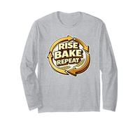 Rise Bake Repeat Funny Sourdough Bread Baking Pun Baker Maglia a Manica