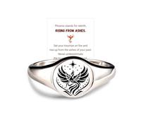 Rise From Ashes Phoenix Anello con sigillo da donna, anello di incentivazione Phoenix serve come promemoria costante per superare le sfide, gioielli ispiratori regali per lei, 9, Rame, Nessuna pietra