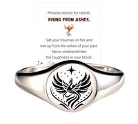 Rise From Ashes Phoenix Anello con sigillo da donna, anello di incentivazione Phoenix serve come un costante promemoria per superare le sfide, anello ispiratore Phoenix Bird gioielli regali per