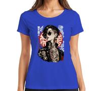 Rise Rebel Anti System Japan Cyberpunk Y2K - Maglietta da donna, Blu, M