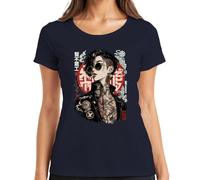 Rise Rebel Anti System Japan Cyberpunk Y2K - Maglietta da donna, blu navy, XL