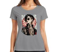 Rise Rebel Anti System Japan Cyberpunk Y2K - Maglietta da donna, grigio., M