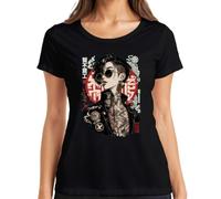 Rise Rebel Anti System Japan Cyberpunk Y2K - Maglietta da donna, Nero , M