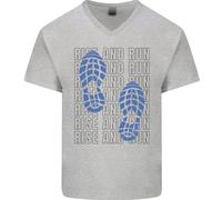 Rise & Run Maglietta In Cotone A V Per Uomo Da Corsa Marathon Cross Country